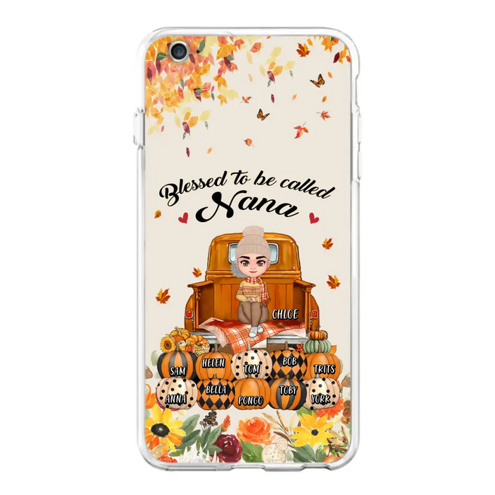 Custom Personalized Grandma Autumn Phone Case - Gift Idea For Grandma - Upto 10 Kids -  Case For iPhone/Samsung - Blessed To Be Called Nana