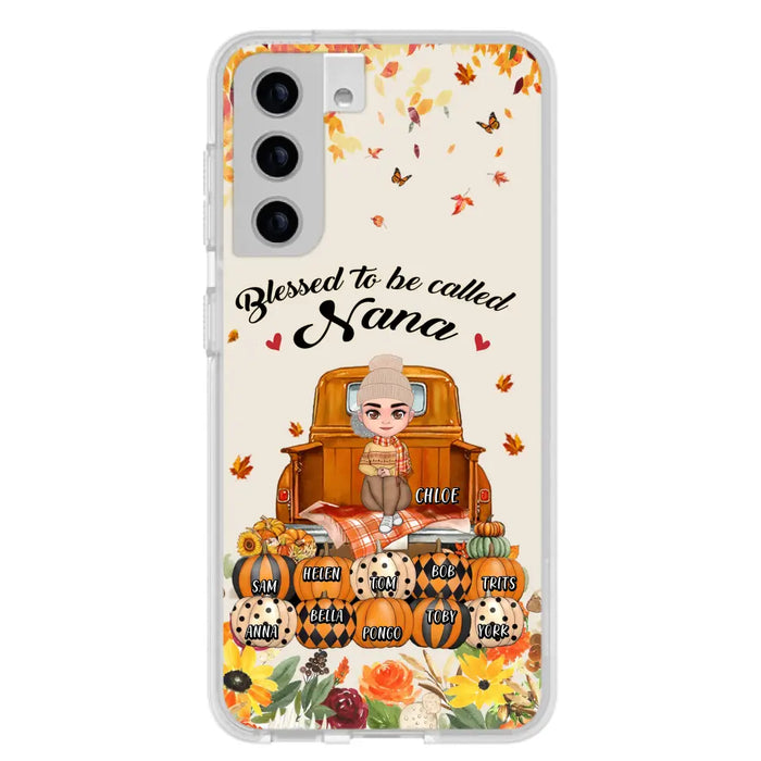 Custom Personalized Grandma Autumn Phone Case - Gift Idea For Grandma - Upto 10 Kids -  Case For iPhone/Samsung - Blessed To Be Called Nana