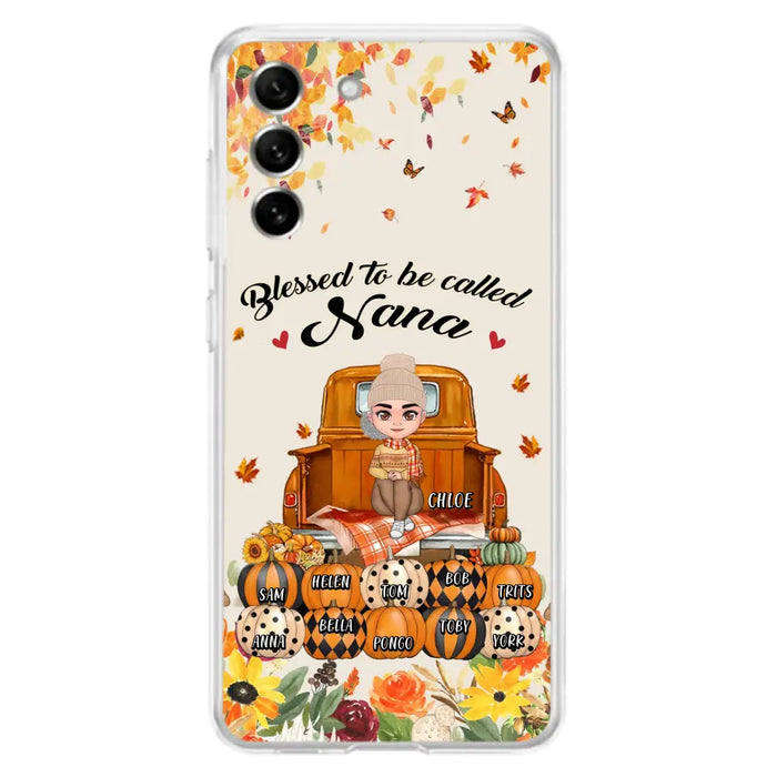 Custom Personalized Grandma Autumn Phone Case - Gift Idea For Grandma - Upto 10 Kids -  Case For iPhone/Samsung - Blessed To Be Called Nana