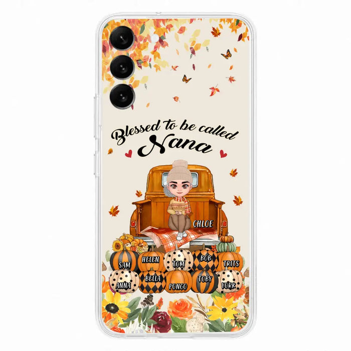 Custom Personalized Grandma Autumn Phone Case - Gift Idea For Grandma - Upto 10 Kids -  Case For iPhone/Samsung - Blessed To Be Called Nana