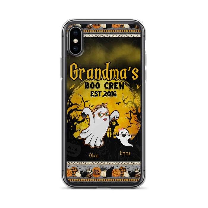 Custom Personalized Grandma Phone Case - Halloween Gift For Grandma - Upto 7 Kids - Grandma's Boo Crew - Case For iPhone/ Samsung