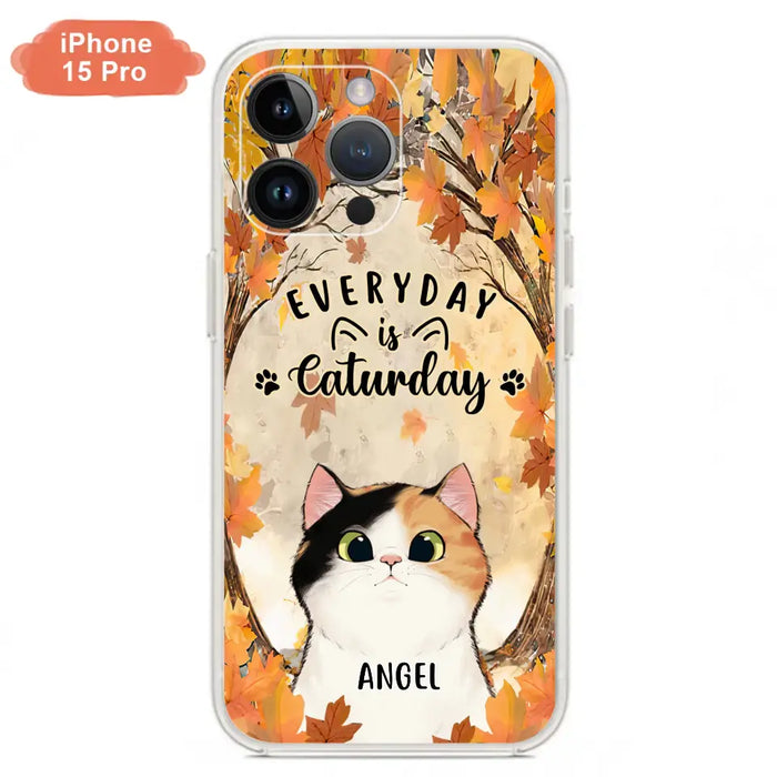 Custom Personalized Cat Phone Case For iPhone And Samsung - Gift Idea For Cat Lover - Up to 6 Cats - Everyday Is Caturday