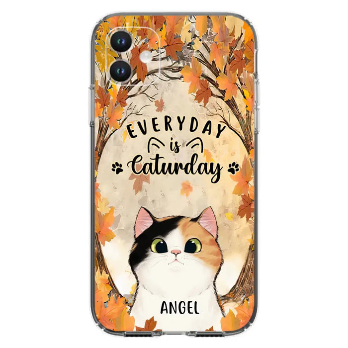 Custom Personalized Cat Phone Case For iPhone And Samsung - Gift Idea For Cat Lover - Up to 6 Cats - Everyday Is Caturday