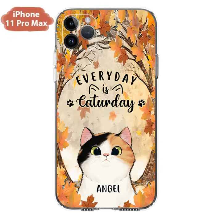 Custom Personalized Cat Phone Case For iPhone And Samsung - Gift Idea For Cat Lover - Up to 6 Cats - Everyday Is Caturday