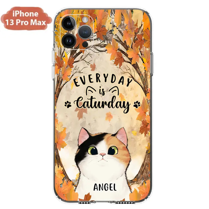 Custom Personalized Cat Phone Case For iPhone And Samsung - Gift Idea For Cat Lover - Up to 6 Cats - Everyday Is Caturday