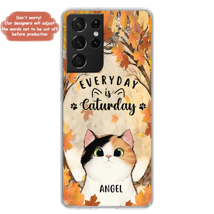 Custom Personalized Cat Phone Case For iPhone And Samsung - Gift Idea For Cat Lover - Up to 6 Cats - Everyday Is Caturday