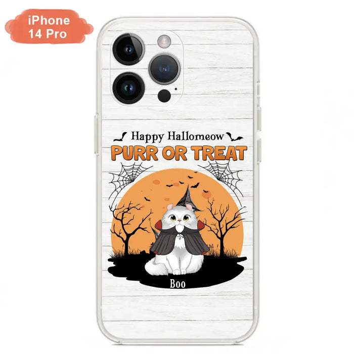 Custom Personalized Meowloween Phone Case - Up to 6 Cats - Halloween Gift Idea for Cat Lovers - Happy Hallomeow - Case for iPhone/Samsung