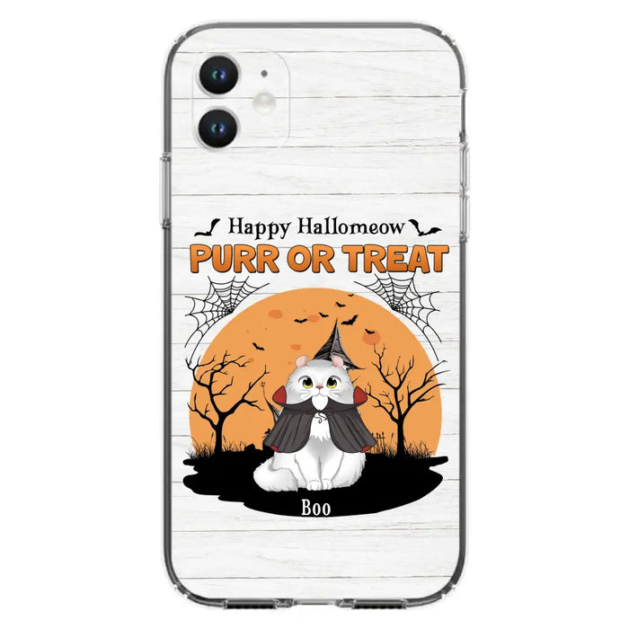 Custom Personalized Meowloween Phone Case - Up to 6 Cats - Halloween Gift Idea for Cat Lovers - Happy Hallomeow - Case for iPhone/Samsung