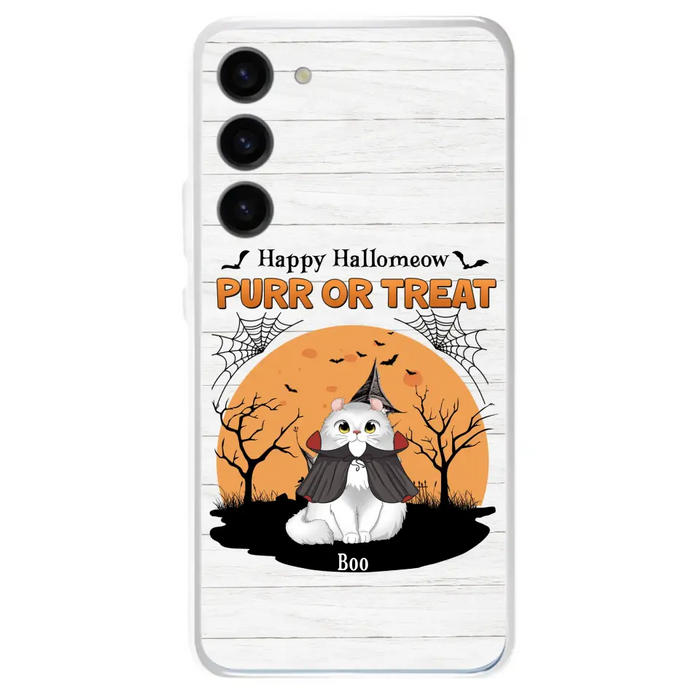 Custom Personalized Meowloween Phone Case - Up to 6 Cats - Halloween Gift Idea for Cat Lovers - Happy Hallomeow - Case for iPhone/Samsung