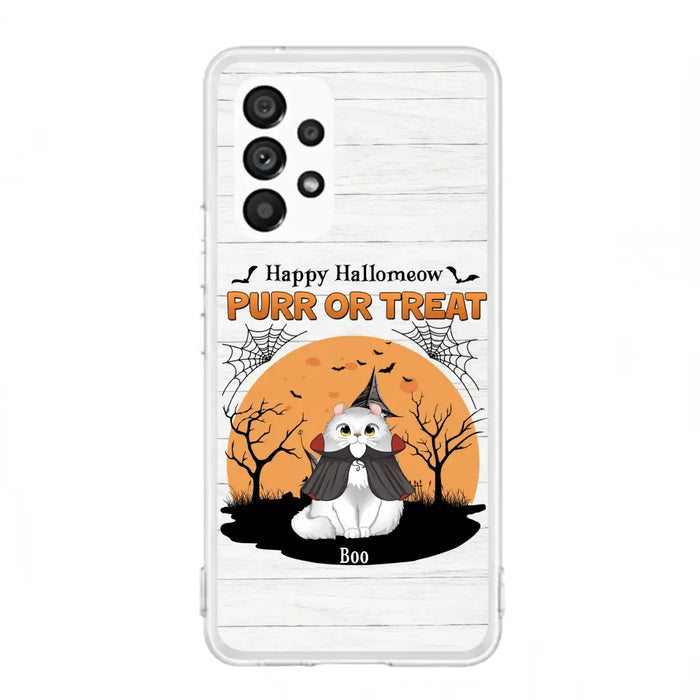 Custom Personalized Meowloween Phone Case - Up to 6 Cats - Halloween Gift Idea for Cat Lovers - Happy Hallomeow - Case for iPhone/Samsung