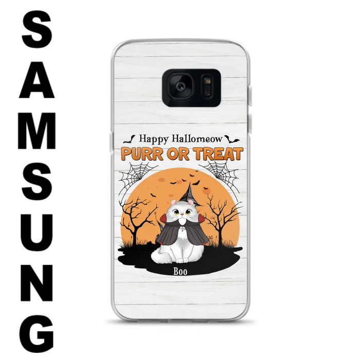 Custom Personalized Meowloween Phone Case - Up to 6 Cats - Halloween Gift Idea for Cat Lovers - Happy Hallomeow - Case for iPhone/Samsung