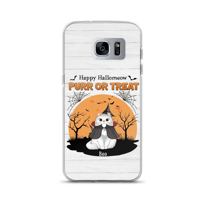 Custom Personalized Meowloween Phone Case - Up to 6 Cats - Halloween Gift Idea for Cat Lovers - Happy Hallomeow - Case for iPhone/Samsung