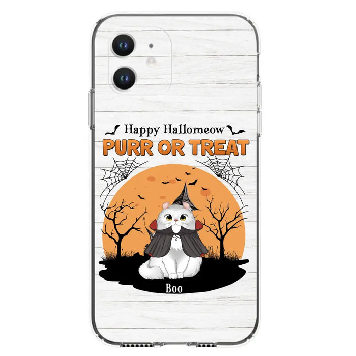 Custom Personalized Meowloween Phone Case - Up to 6 Cats - Halloween Gift Idea for Cat Lovers - Happy Hallomeow - Case for iPhone/Samsung