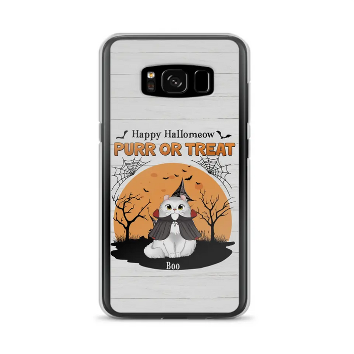 Custom Personalized Meowloween Phone Case - Up to 6 Cats - Halloween Gift Idea for Cat Lovers - Happy Hallomeow - Case for iPhone/Samsung