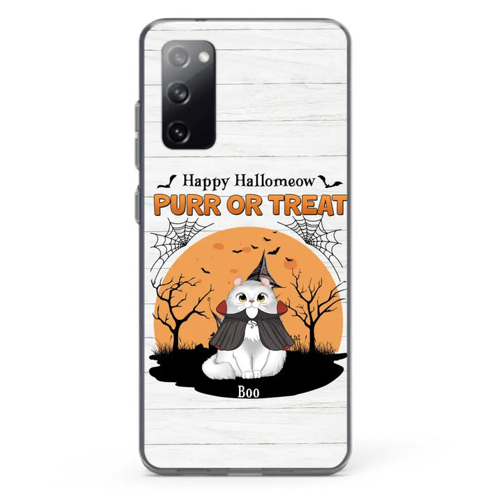 Custom Personalized Meowloween Phone Case - Up to 6 Cats - Halloween Gift Idea for Cat Lovers - Happy Hallomeow - Case for iPhone/Samsung