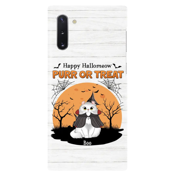 Custom Personalized Meowloween Phone Case - Up to 6 Cats - Halloween Gift Idea for Cat Lovers - Happy Hallomeow - Case for iPhone/Samsung