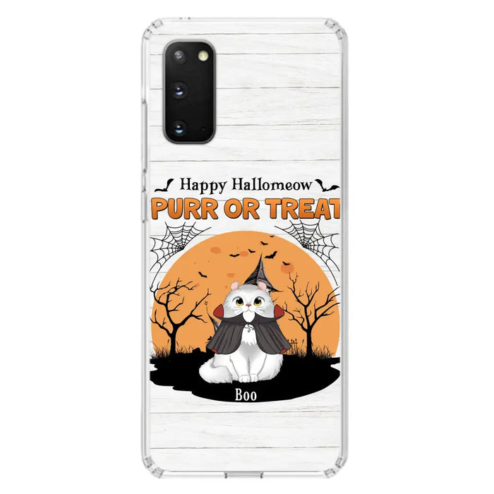 Custom Personalized Meowloween Phone Case - Up to 6 Cats - Halloween Gift Idea for Cat Lovers - Happy Hallomeow - Case for iPhone/Samsung