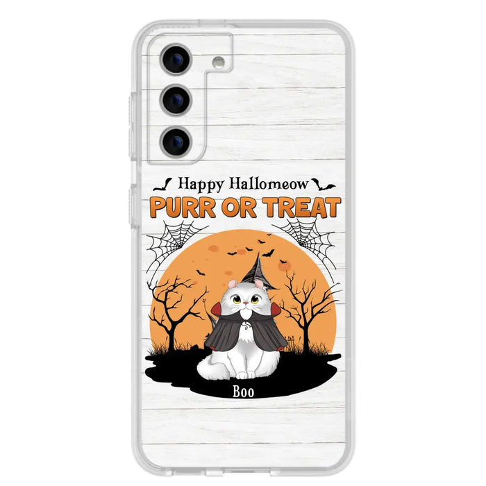 Custom Personalized Meowloween Phone Case - Up to 6 Cats - Halloween Gift Idea for Cat Lovers - Happy Hallomeow - Case for iPhone/Samsung