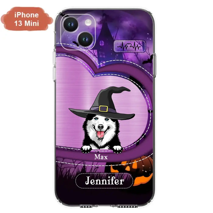 Custom Personalized Dog Halloween Phone Case - Gift Idea For Dog Lover/ Halloween - Upto 3 Dogs -  Case For iPhone/Samsung