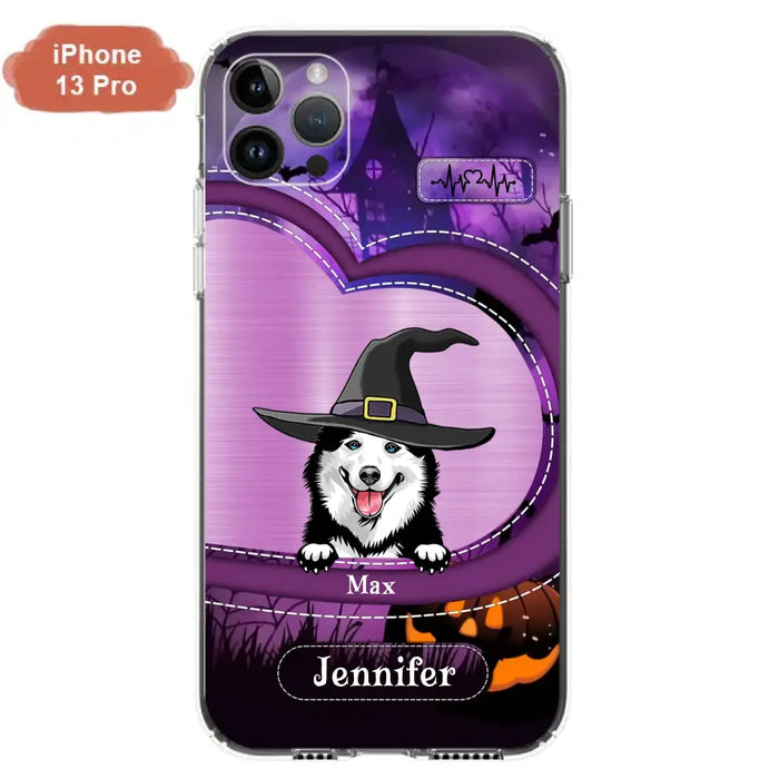 Custom Personalized Dog Halloween Phone Case - Gift Idea For Dog Lover/ Halloween - Upto 3 Dogs -  Case For iPhone/Samsung