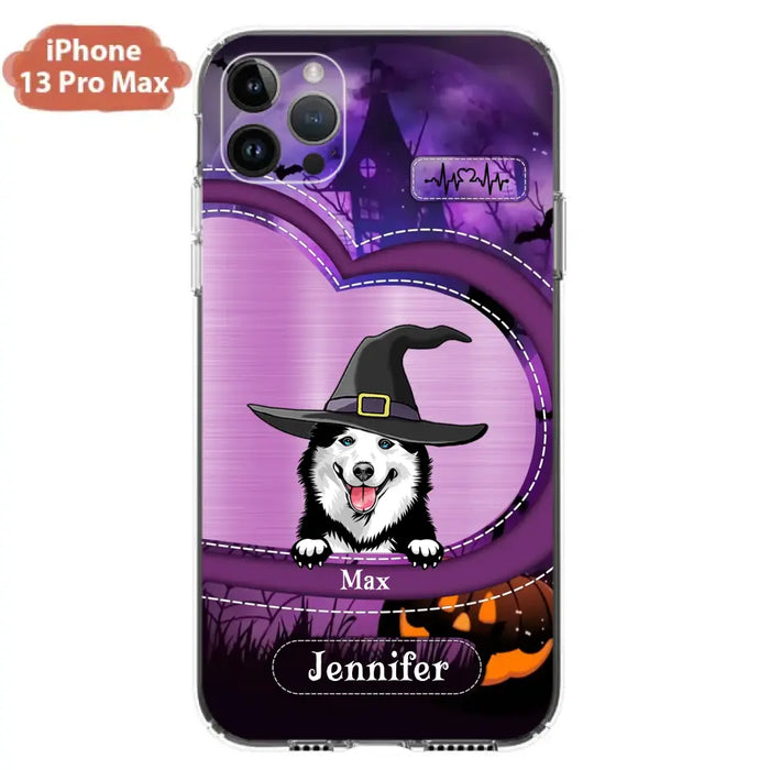 Custom Personalized Dog Halloween Phone Case - Gift Idea For Dog Lover/ Halloween - Upto 3 Dogs -  Case For iPhone/Samsung