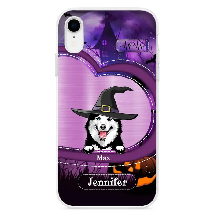 Custom Personalized Dog Halloween Phone Case - Gift Idea For Dog Lover/ Halloween - Upto 3 Dogs -  Case For iPhone/Samsung