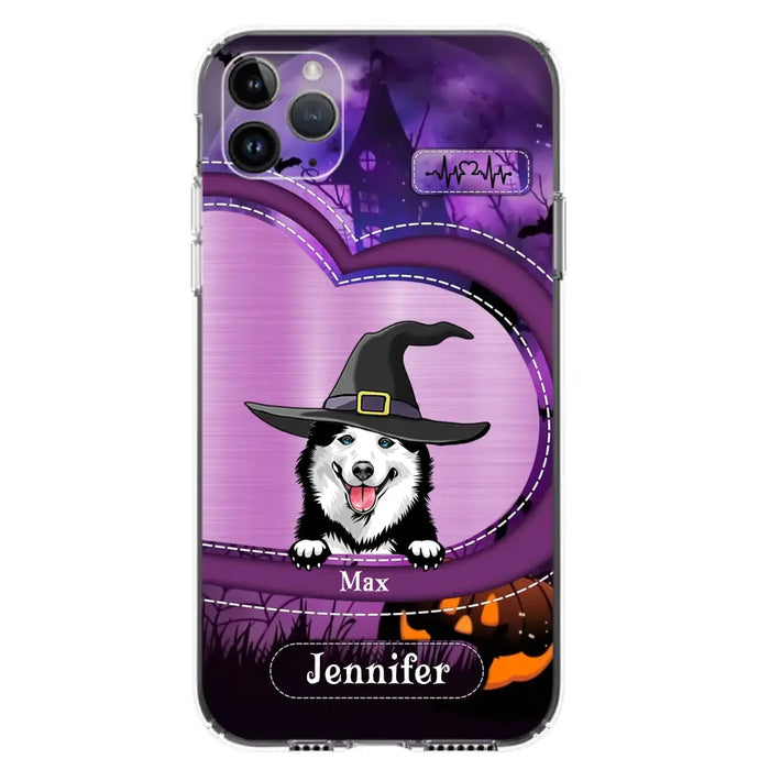 Custom Personalized Dog Halloween Phone Case - Gift Idea For Dog Lover/ Halloween - Upto 3 Dogs -  Case For iPhone/Samsung