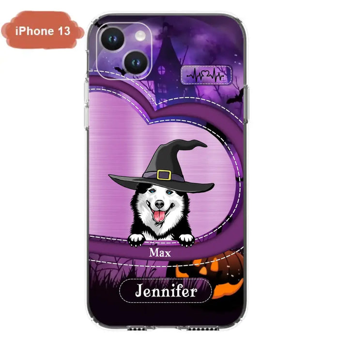 Custom Personalized Dog Halloween Phone Case - Gift Idea For Dog Lover/ Halloween - Upto 3 Dogs -  Case For iPhone/Samsung