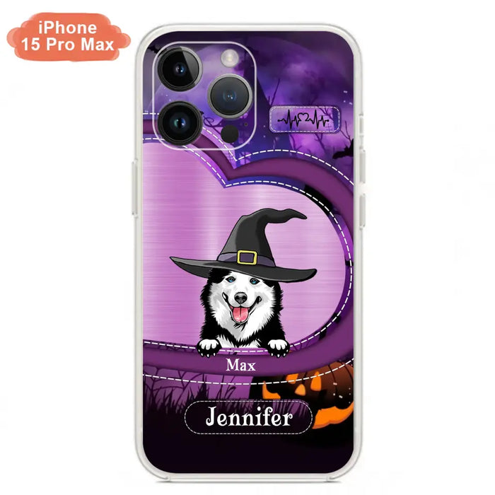 Custom Personalized Dog Halloween Phone Case - Gift Idea For Dog Lover/ Halloween - Upto 3 Dogs -  Case For iPhone/Samsung