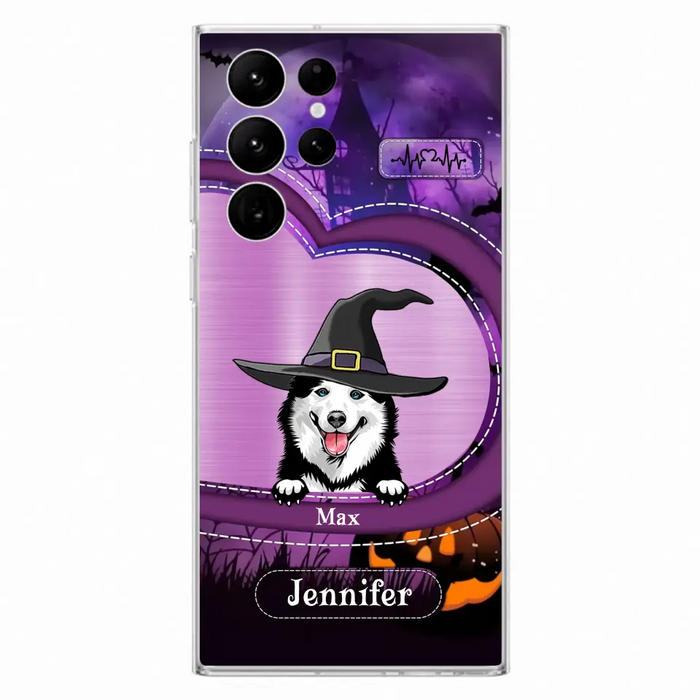 Custom Personalized Dog Halloween Phone Case - Gift Idea For Dog Lover/ Halloween - Upto 3 Dogs -  Case For iPhone/Samsung