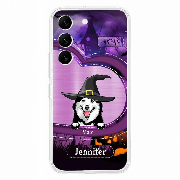 Custom Personalized Dog Halloween Phone Case - Gift Idea For Dog Lover/ Halloween - Upto 3 Dogs -  Case For iPhone/Samsung