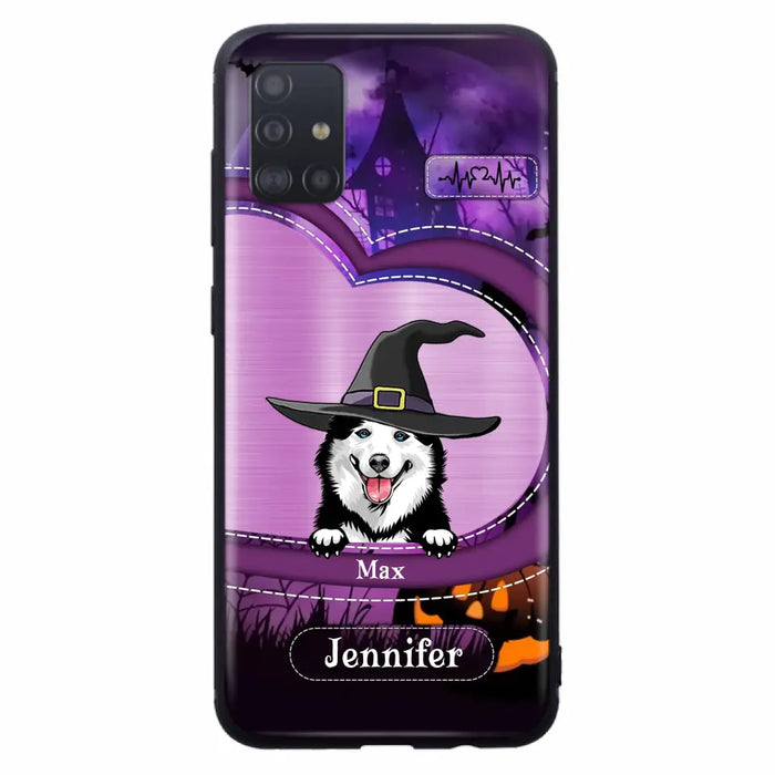 Custom Personalized Dog Halloween Phone Case - Gift Idea For Dog Lover/ Halloween - Upto 3 Dogs -  Case For iPhone/Samsung