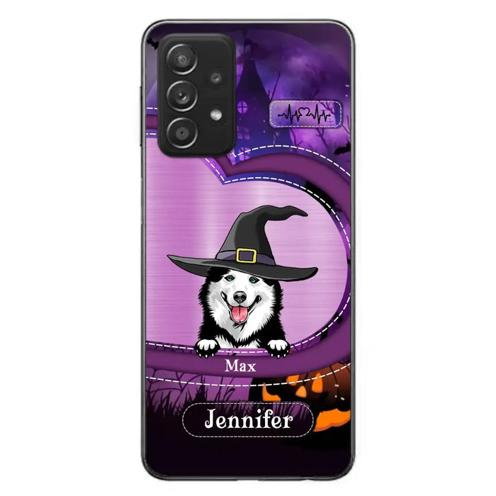 Custom Personalized Dog Halloween Phone Case - Gift Idea For Dog Lover/ Halloween - Upto 3 Dogs -  Case For iPhone/Samsung