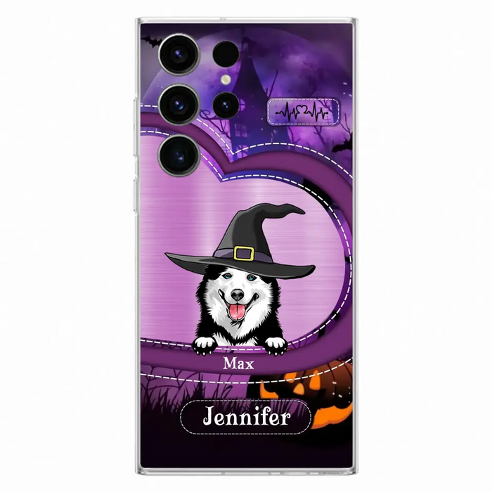 Custom Personalized Dog Halloween Phone Case - Gift Idea For Dog Lover/ Halloween - Upto 3 Dogs -  Case For iPhone/Samsung