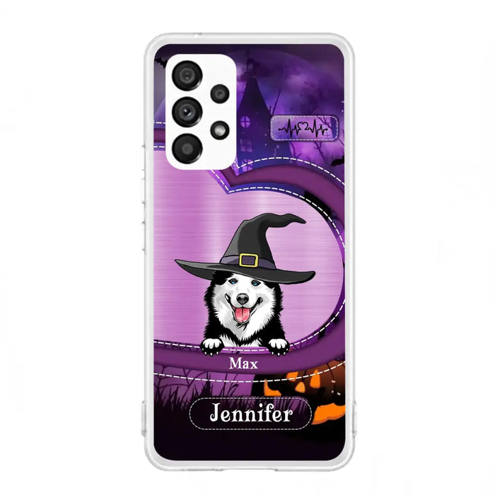 Custom Personalized Dog Halloween Phone Case - Gift Idea For Dog Lover/ Halloween - Upto 3 Dogs -  Case For iPhone/Samsung