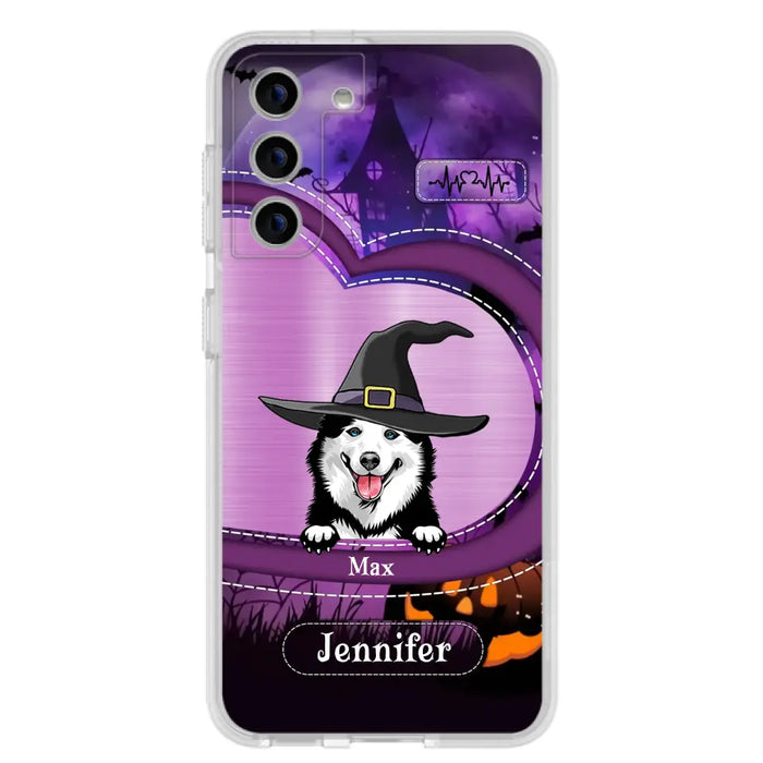 Custom Personalized Dog Halloween Phone Case - Gift Idea For Dog Lover/ Halloween - Upto 3 Dogs -  Case For iPhone/Samsung