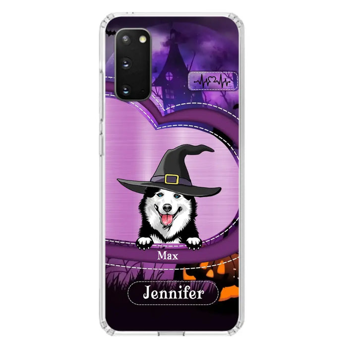 Custom Personalized Dog Halloween Phone Case - Gift Idea For Dog Lover/ Halloween - Upto 3 Dogs -  Case For iPhone/Samsung