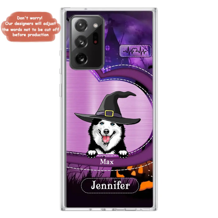 Custom Personalized Dog Halloween Phone Case - Gift Idea For Dog Lover/ Halloween - Upto 3 Dogs -  Case For iPhone/Samsung