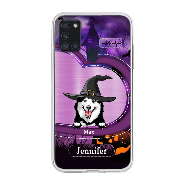 Custom Personalized Dog Halloween Phone Case - Gift Idea For Dog Lover/ Halloween - Upto 3 Dogs -  Case For iPhone/Samsung