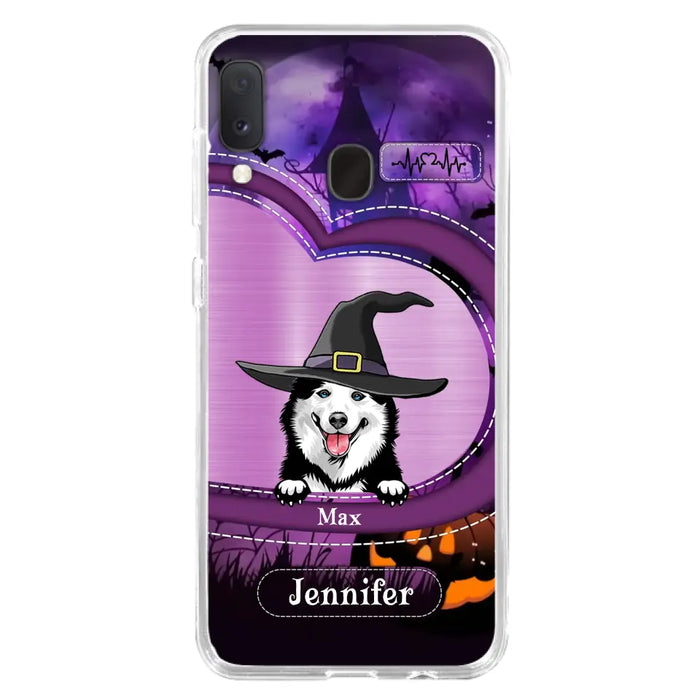 Custom Personalized Dog Halloween Phone Case - Gift Idea For Dog Lover/ Halloween - Upto 3 Dogs -  Case For iPhone/Samsung