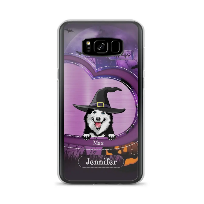 Custom Personalized Dog Halloween Phone Case - Gift Idea For Dog Lover/ Halloween - Upto 3 Dogs -  Case For iPhone/Samsung