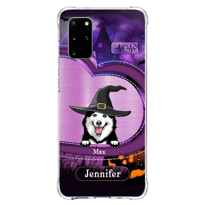 Custom Personalized Dog Halloween Phone Case - Gift Idea For Dog Lover/ Halloween - Upto 3 Dogs -  Case For iPhone/Samsung