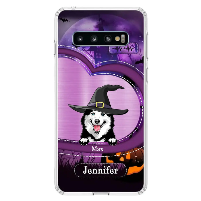 Custom Personalized Dog Halloween Phone Case - Gift Idea For Dog Lover/ Halloween - Upto 3 Dogs -  Case For iPhone/Samsung