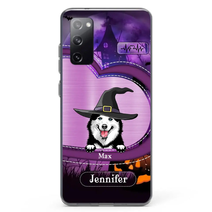 Custom Personalized Dog Halloween Phone Case - Gift Idea For Dog Lover/ Halloween - Upto 3 Dogs -  Case For iPhone/Samsung