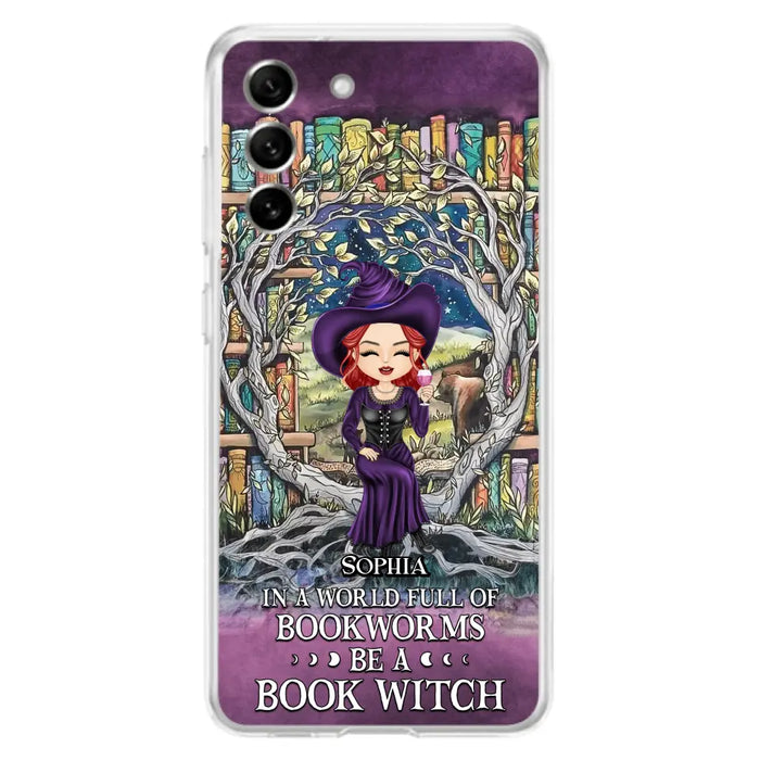 Personalized Witch Phone Case - Halloween Gift Idea For Witch Lovers/Book Lovers - In A World Full Of Bookworms Be A Book Witch - Case For iPhone/Samsung