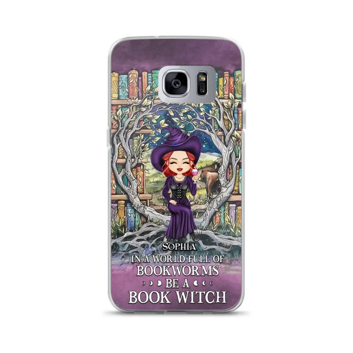 Personalized Witch Phone Case - Halloween Gift Idea For Witch Lovers/Book Lovers - In A World Full Of Bookworms Be A Book Witch - Case For iPhone/Samsung