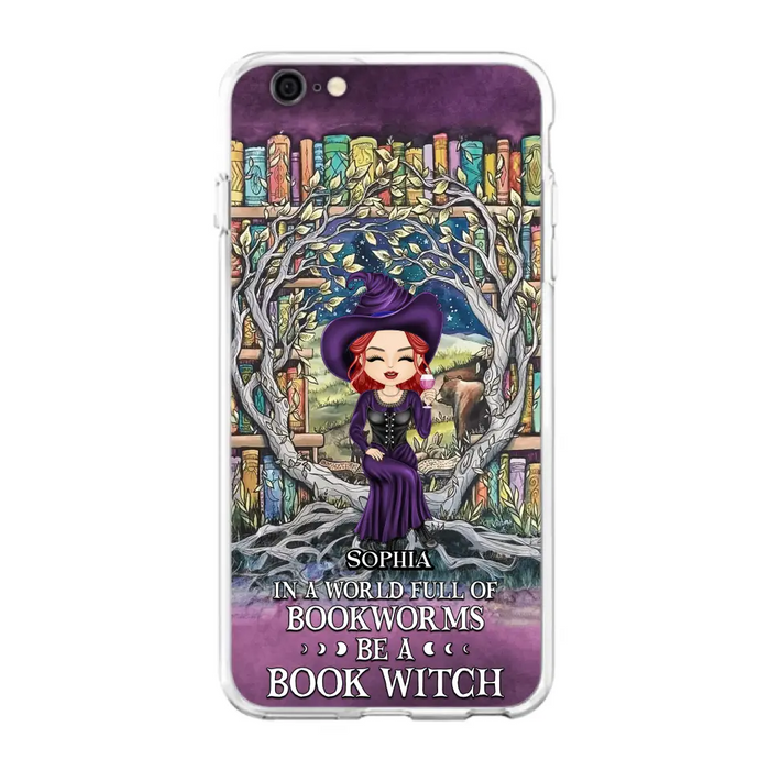 Personalized Witch Phone Case - Halloween Gift Idea For Witch Lovers/Book Lovers - In A World Full Of Bookworms Be A Book Witch - Case For iPhone/Samsung