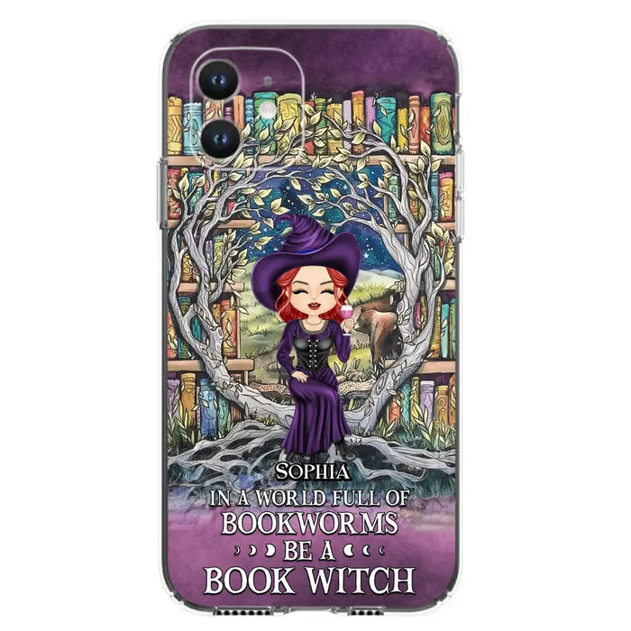 Personalized Witch Phone Case - Halloween Gift Idea For Witch Lovers/Book Lovers - In A World Full Of Bookworms Be A Book Witch - Case For iPhone/Samsung