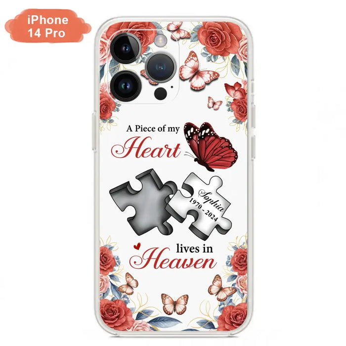 Custom Personalized Memorial Phone Case - Memorial Gift Idea - A Piece Of My Heart Lives In Heaven - Case for iPhone/Samsung