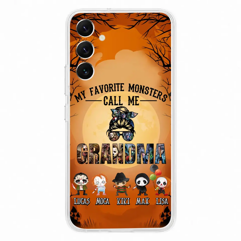 Personalized Halloween Phone Case - Halloween Gift Idea for Halloween - Upto 5 Characters - My Favorite Monsters Call Me Grandma - Case For iPhone/Samsung